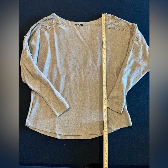 Vila Milano Sweaters - Vila Milano Grey Pearl Silver Metallic Dolman Sweater
